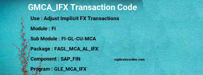 SAP GMCA_IFX transaction code