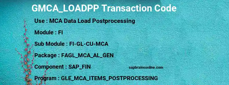 SAP GMCA_LOADPP transaction code