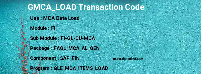 SAP GMCA_LOAD transaction code