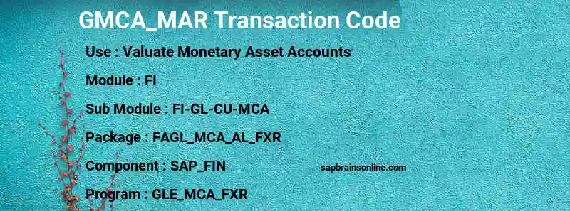 SAP GMCA_MAR transaction code