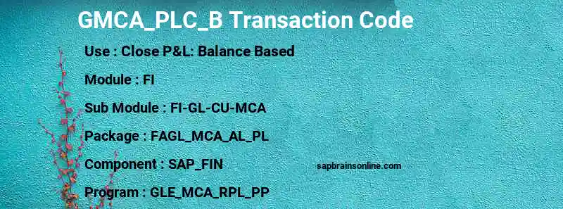 SAP GMCA_PLC_B transaction code