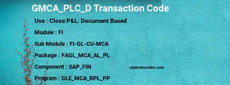 SAP GMCA_PLC_D transaction code