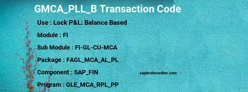 SAP GMCA_PLL_B transaction code