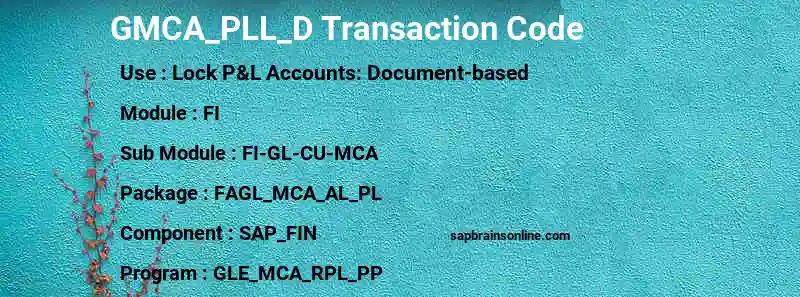 SAP GMCA_PLL_D transaction code