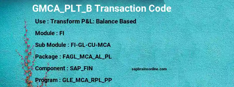 SAP GMCA_PLT_B transaction code