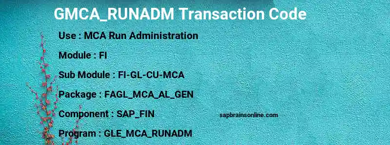 SAP GMCA_RUNADM transaction code