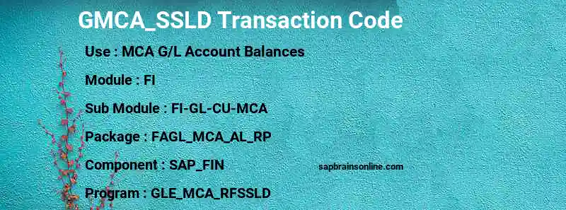 SAP GMCA_SSLD transaction code