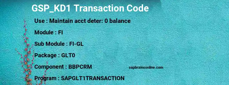 SAP GSP_KD1 transaction code