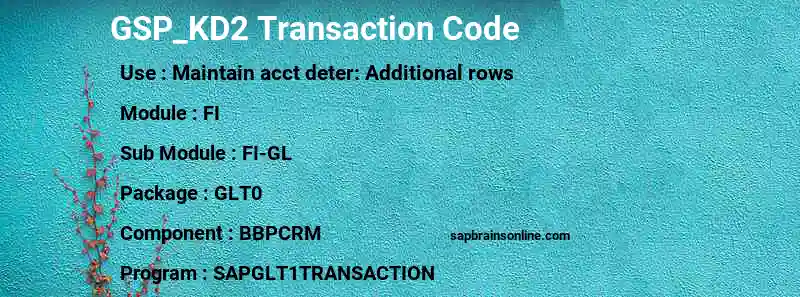 SAP GSP_KD2 transaction code