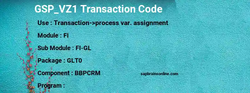 SAP GSP_VZ1 transaction code