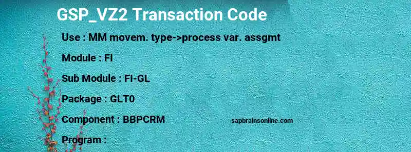 SAP GSP_VZ2 transaction code