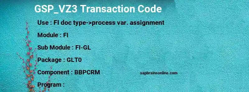 SAP GSP_VZ3 transaction code