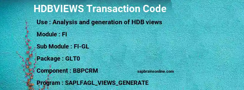SAP HDBVIEWS transaction code