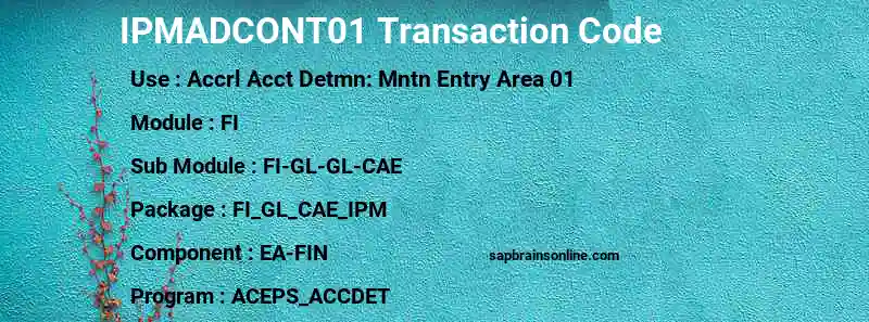 SAP IPMADCONT01 transaction code