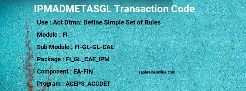 SAP IPMADMETASGL transaction code