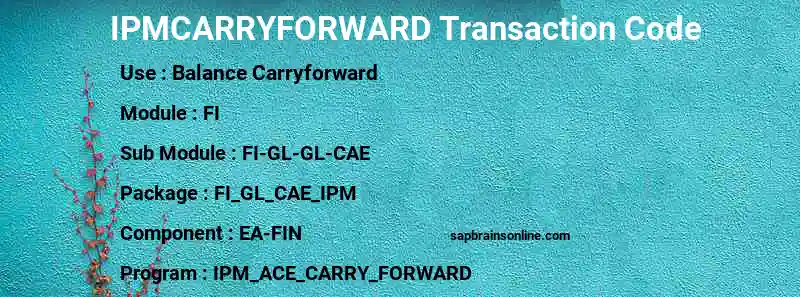 SAP IPMCARRYFORWARD transaction code