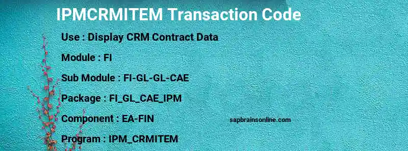 SAP IPMCRMITEM transaction code