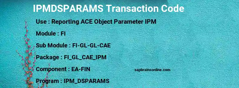 SAP IPMDSPARAMS transaction code