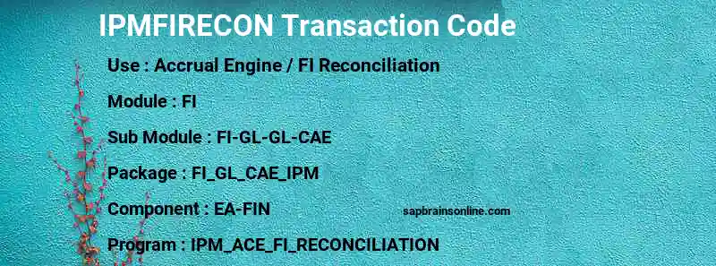 SAP IPMFIRECON transaction code