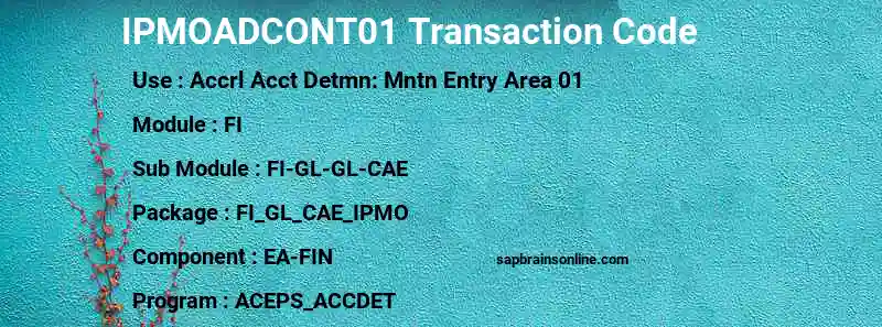 SAP IPMOADCONT01 transaction code