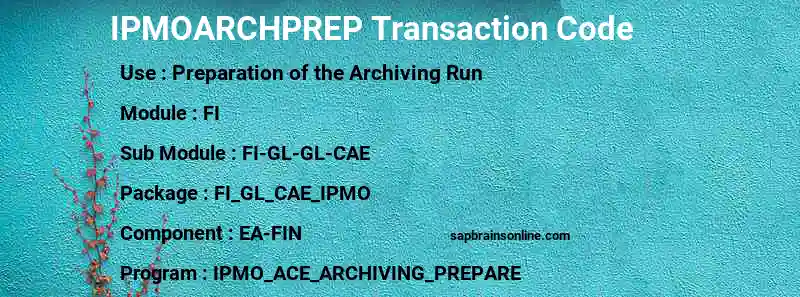 SAP IPMOARCHPREP transaction code