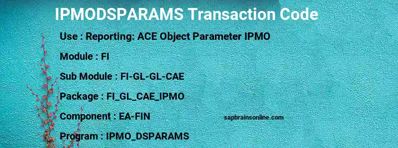 SAP IPMODSPARAMS transaction code