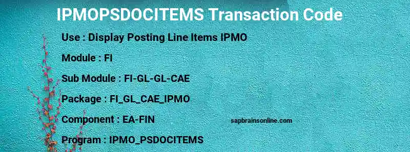 SAP IPMOPSDOCITEMS transaction code