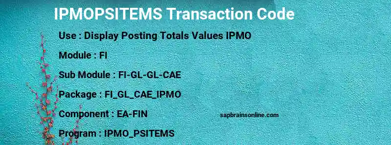 SAP IPMOPSITEMS transaction code