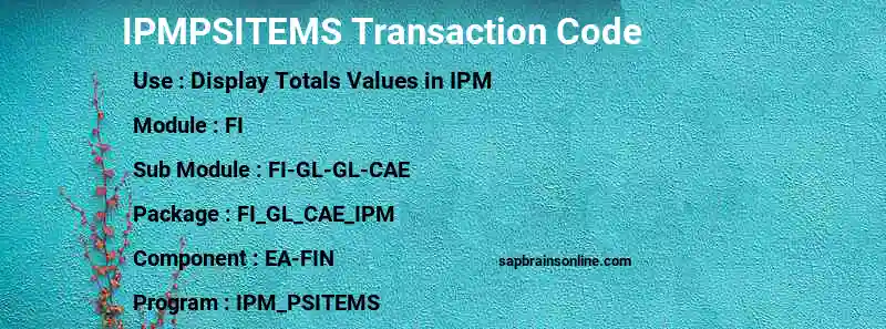 SAP IPMPSITEMS transaction code