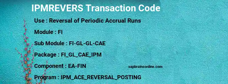 SAP IPMREVERS transaction code