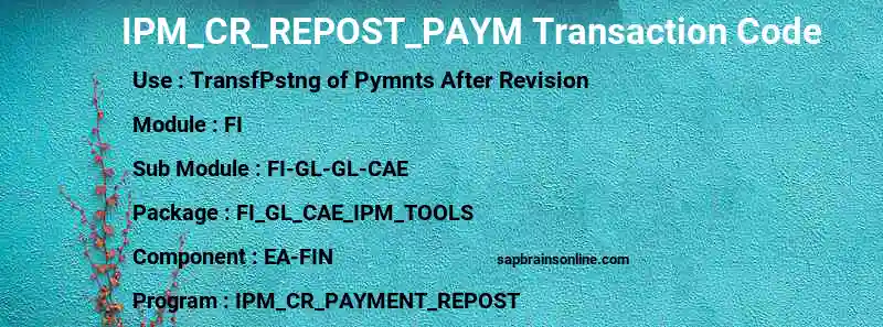 SAP IPM_CR_REPOST_PAYM transaction code