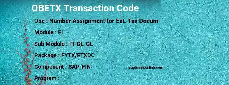 SAP OBETX transaction code