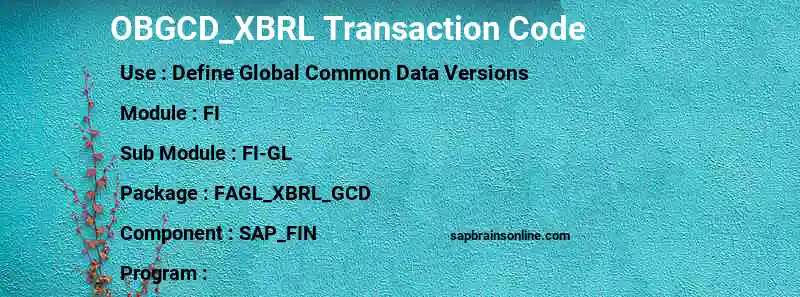 SAP OBGCD_XBRL transaction code