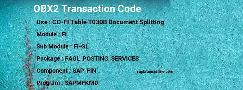 SAP OBX2 transaction code