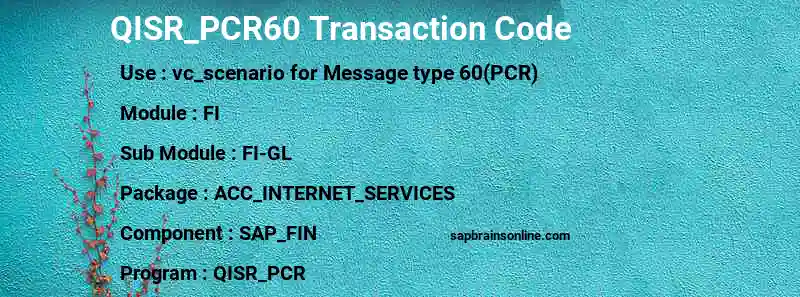 SAP QISR_PCR60 transaction code