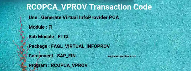 SAP RCOPCA_VPROV transaction code