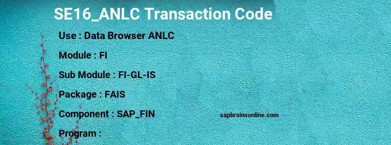 SAP SE16_ANLC transaction code