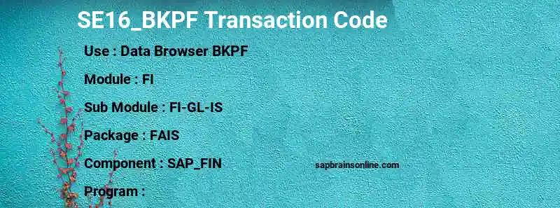 SAP SE16_BKPF transaction code