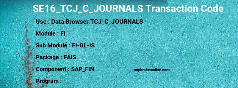 SAP SE16_TCJ_C_JOURNALS transaction code