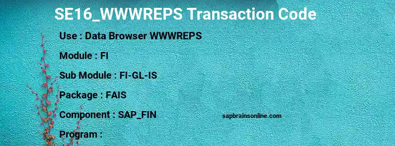 SAP SE16_WWWREPS transaction code