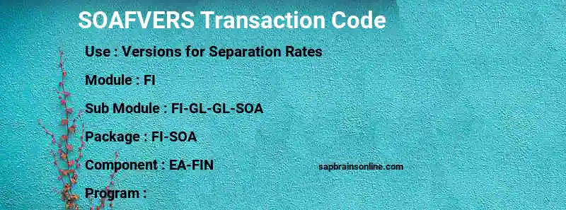 SAP SOAFVERS transaction code