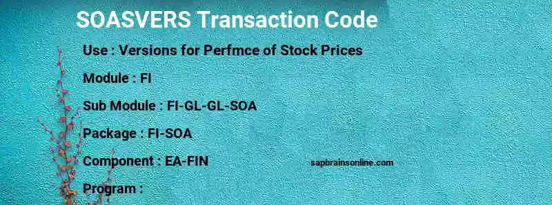 SAP SOASVERS transaction code