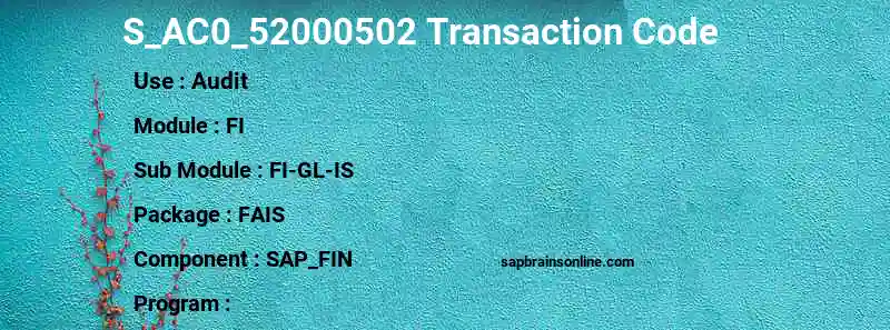 SAP S_AC0_52000502 transaction code