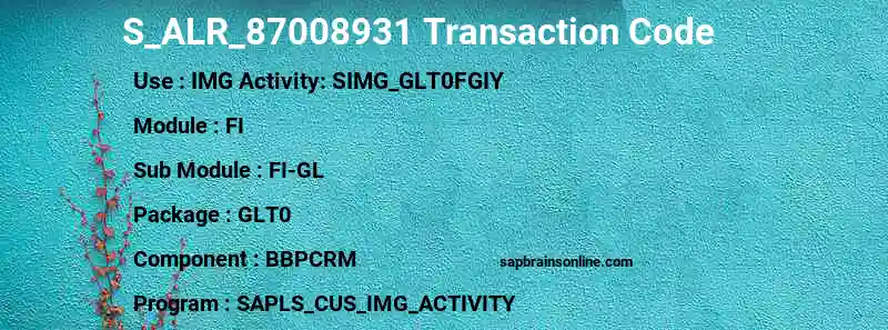 SAP S_ALR_87008931 transaction code