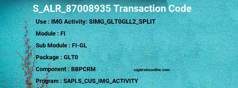 SAP S_ALR_87008935 transaction code