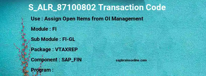 SAP S_ALR_87100802 transaction code