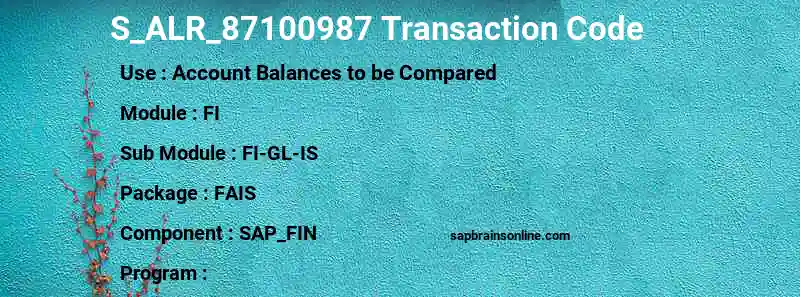 SAP S_ALR_87100987 transaction code