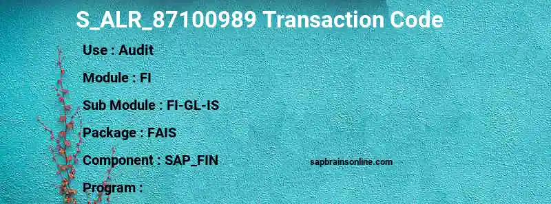 SAP S_ALR_87100989 transaction code