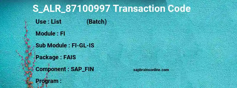 SAP S_ALR_87100997 transaction code