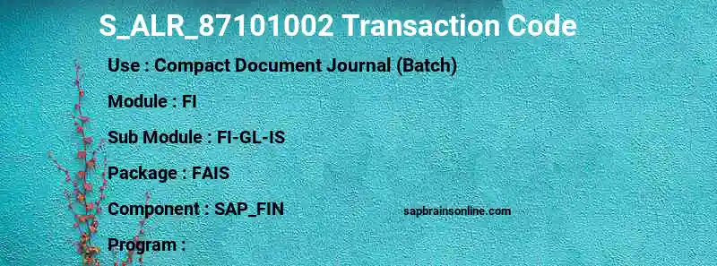 SAP S_ALR_87101002 transaction code